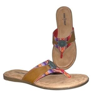 Minnetonka Aztec Frisco Sandals, Flip Flops, vibrant multi color women’s size 9